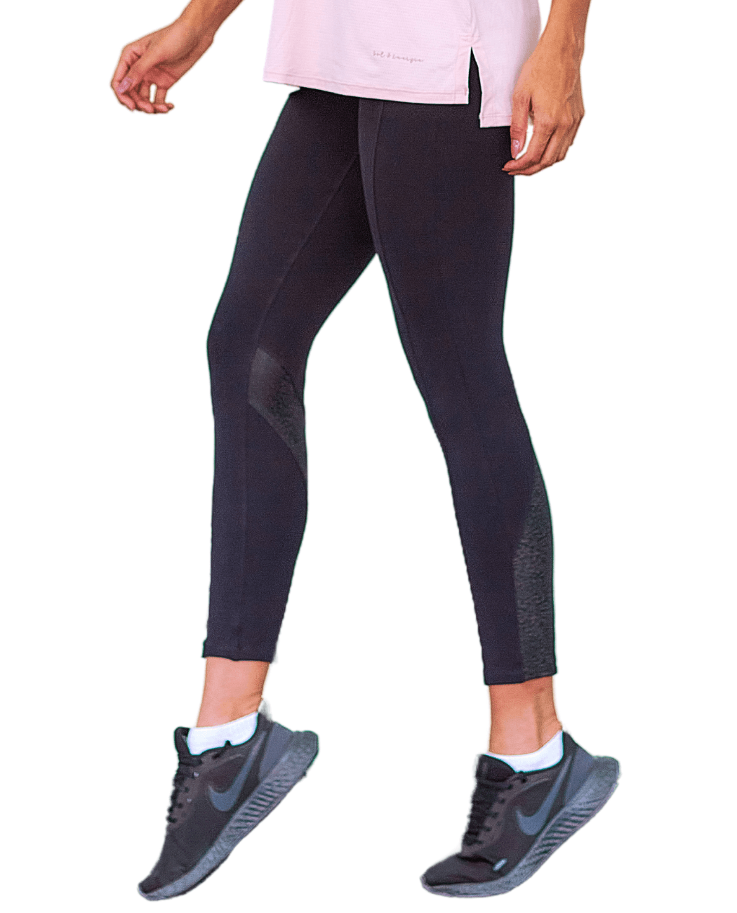 Legging fitness feminina preto com cós alto e detalhe em v seamless